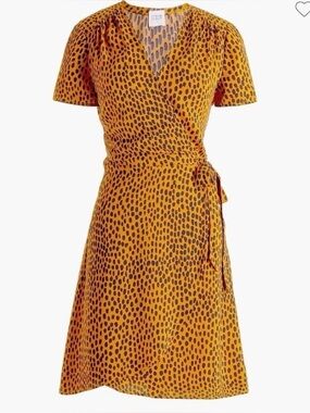 J Crew Leopard Print Wrap Dress - Orange & Black - Size 0